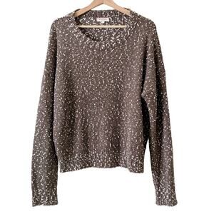 Andree By Unit Bobble Speckled Long Sleeve Sweater Womens Large Brown Textured